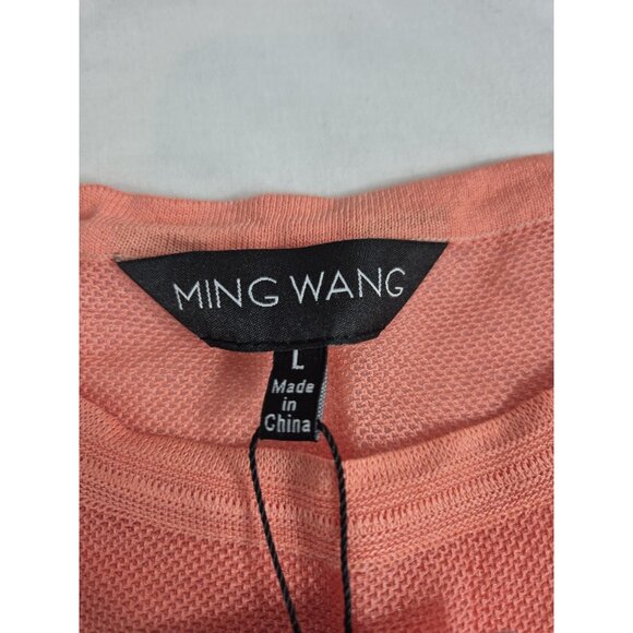 Ming Wang Women's Size L Dolman Sleeve Knit Tunic Orange Burst Tonal Stripes (63 - Picture 9 of 11